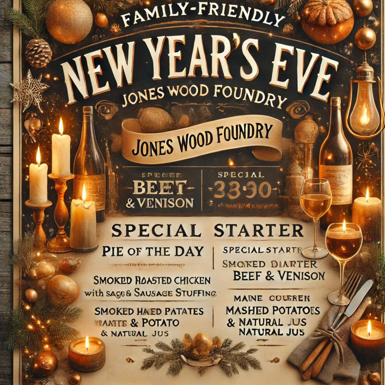 New Years Eve Dinner at Jones Wood Foundry