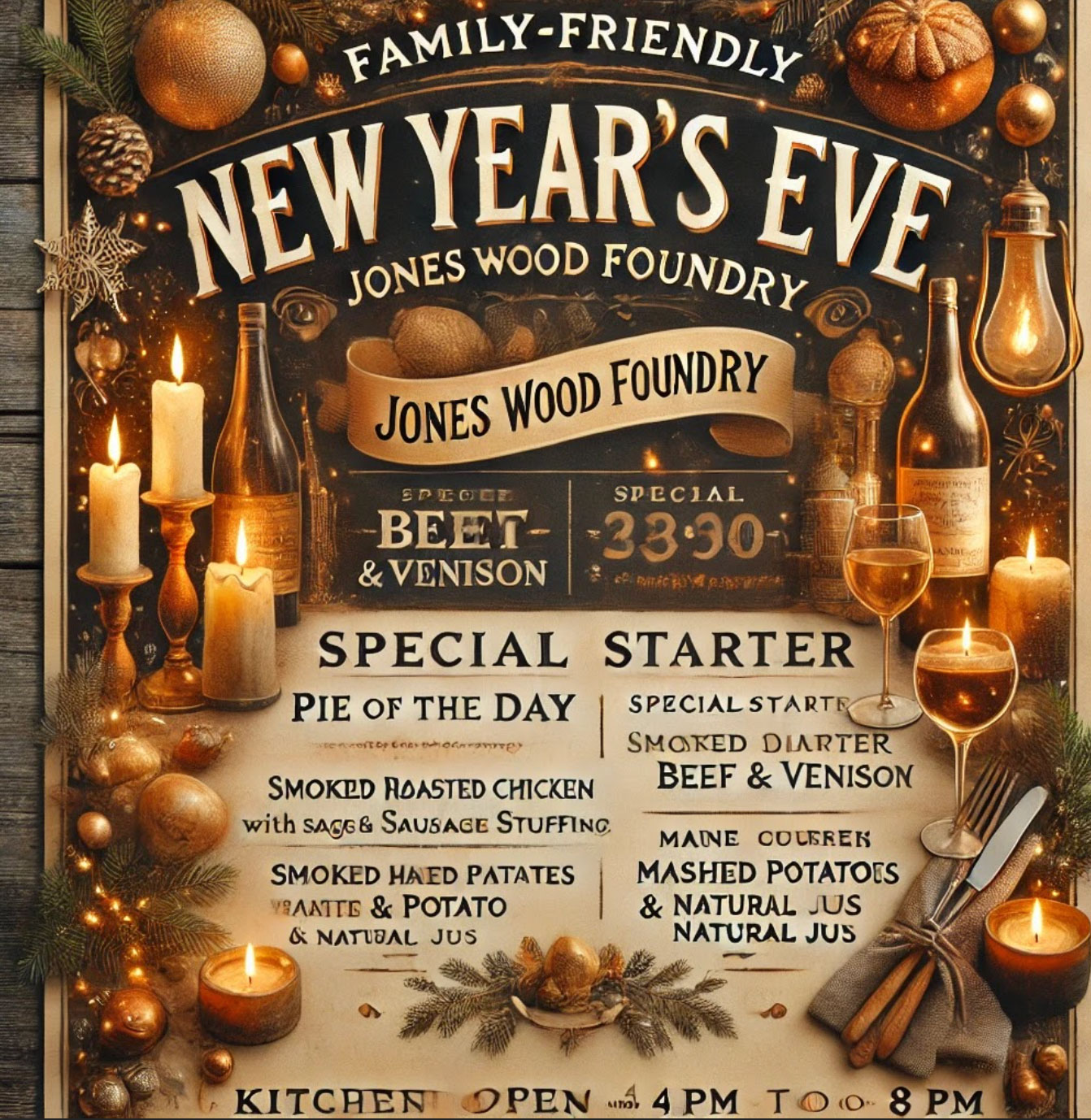 New Years Eve Dinner at Jones Wood Foundry